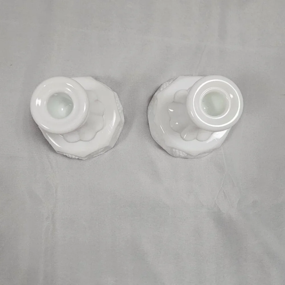 Westmoreland Milk Glass Paneled Grape Vintage White Candlestick Holder